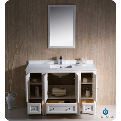 Fresca Oxford 48" Antique White Traditional Bathroom Vanity w/ 2 Side Cabinets - living-essentials