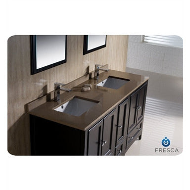 Fresca Oxford 60" Espresso Traditional Double Sink Bathroom Vanity w/ Side Cabinet - living-essentials