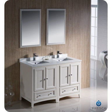 Fresca Oxford 48" Traditional Double Sink Bathroom Vanity - Antique White - living-essentials
