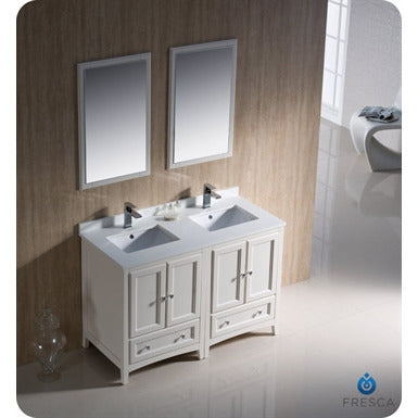 Fresca Oxford 48" Traditional Double Sink Bathroom Vanity - Antique White - living-essentials