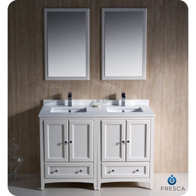 Fresca Oxford 48" Traditional Double Sink Bathroom Vanity - Antique White - living-essentials
