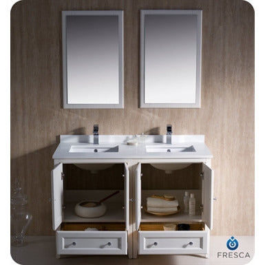 Fresca Oxford 48" Traditional Double Sink Bathroom Vanity - Antique White - living-essentials