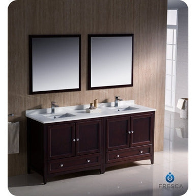 Fresca Oxford 72" Mahogany Traditional Double Sink Bathroom Vanity - living-essentials