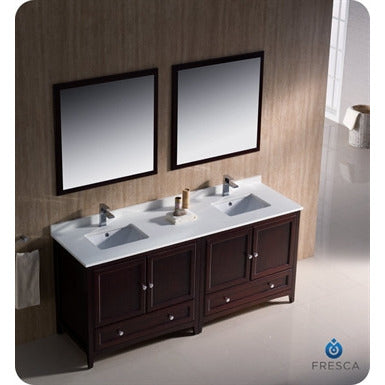 Fresca Oxford 72" Mahogany Traditional Double Sink Bathroom Vanity - living-essentials