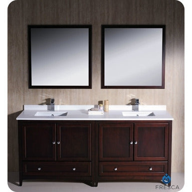 Fresca Oxford 72" Mahogany Traditional Double Sink Bathroom Vanity - living-essentials
