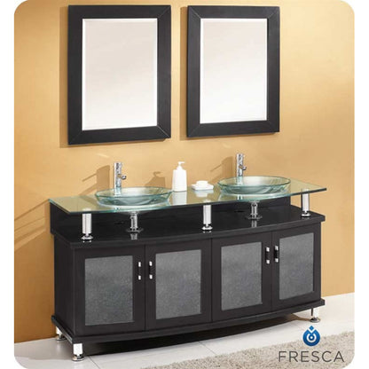 Fresca Contento 59" Espresso Double Sink Modern Bathroom Vanity w/ Mirrors - living-essentials