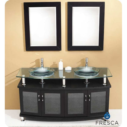 Fresca Contento 59" Espresso Double Sink Modern Bathroom Vanity w/ Mirrors - living-essentials