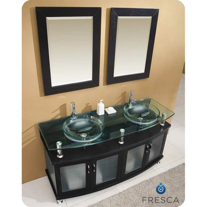 Fresca Contento 59" Espresso Double Sink Modern Bathroom Vanity w/ Mirrors - living-essentials