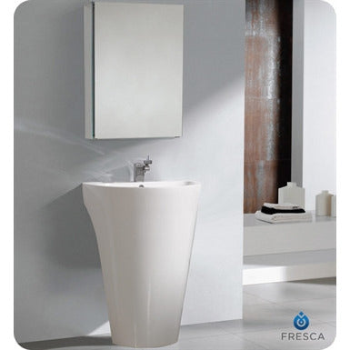 Fresca Parma White Pedestal Sink w/ Medicine Cabinet - Modern Bathroom Vanity - living-essentials