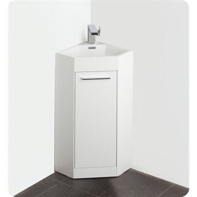 Fresca Coda 14" White Modern Corner Bathroom Vanity - living-essentials