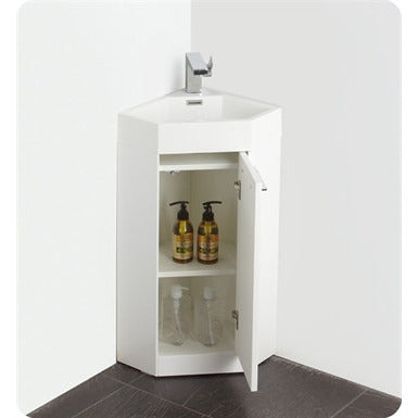 Fresca Coda 14" White Modern Corner Bathroom Vanity - living-essentials