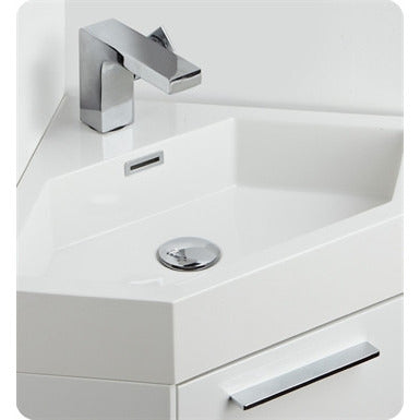 Fresca Coda 14" White Modern Corner Bathroom Vanity - living-essentials