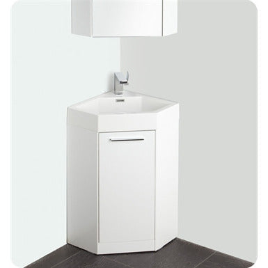 Fresca Coda 18" White Modern Corner Bathroom Vanity - living-essentials