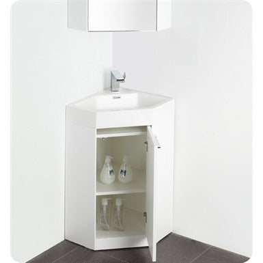 Fresca Coda 18" White Modern Corner Bathroom Vanity - living-essentials