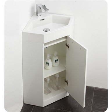 Fresca Coda 18" White Modern Corner Bathroom Vanity - living-essentials
