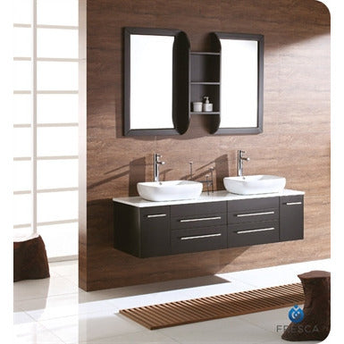 Fresca Bellezza Espresso Modern Double Vessel Sink Bathroom Vanity - living-essentials