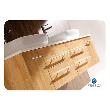 Fresca Bellezza Natural Wood Modern Double Vessel Sink Bathroom Vanity - living-essentials