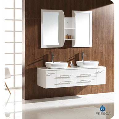 Fresca Bellezza White Modern Double Vessel Sink Bathroom Vanity - living-essentials