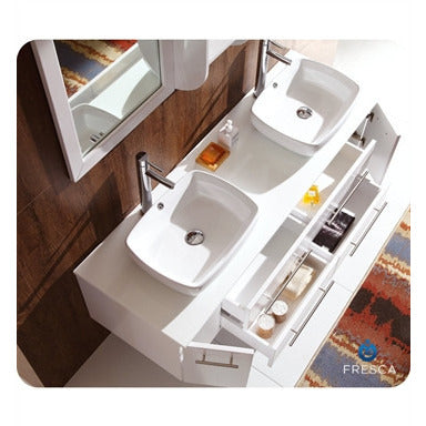 Fresca Bellezza White Modern Double Vessel Sink Bathroom Vanity - living-essentials