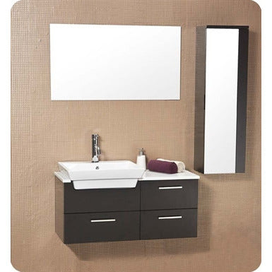 Fresca Caro Espresso Modern Bathroom Vanity w/ Mirrored Side Cabinet - living-essentials