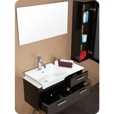 Fresca Caro Espresso Modern Bathroom Vanity w/ Mirrored Side Cabinet - living-essentials