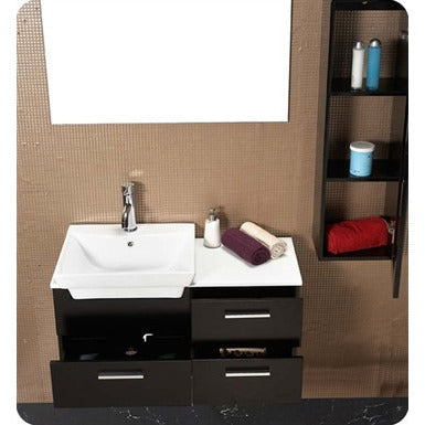 Fresca Caro Espresso Modern Bathroom Vanity w/ Mirrored Side Cabinet - living-essentials