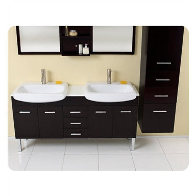Fresca Vetta Espresso Modern Double Sink Bathroom Vanity w/ Mirror - living-essentials