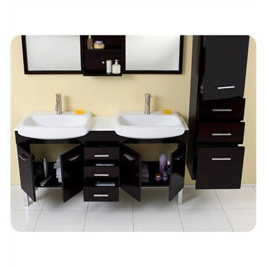 Fresca Vetta Espresso Modern Double Sink Bathroom Vanity w/ Mirror - living-essentials