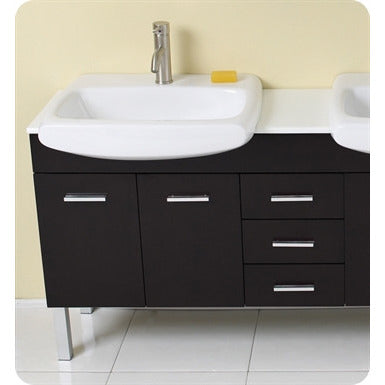 Fresca Vetta Espresso Modern Double Sink Bathroom Vanity w/ Mirror - living-essentials