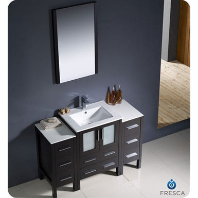 Fresca Torino 48" Espresso Modern Bathroom Vanity w/ 2 Side Cabinets & Integrated Sink - living-essentials