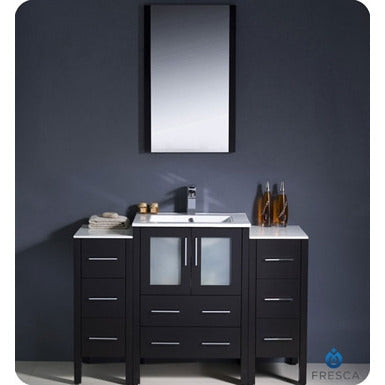 Fresca Torino 48" Espresso Modern Bathroom Vanity w/ 2 Side Cabinets & Integrated Sink - living-essentials