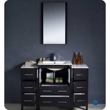 Fresca Torino 48" Espresso Modern Bathroom Vanity w/ 2 Side Cabinets & Integrated Sink - living-essentials
