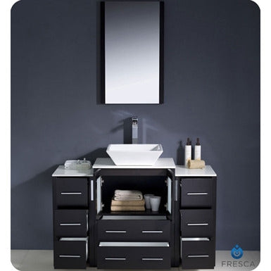 Fresca Torino 48" Espresso Modern Bathroom Vanity w/ 2 Side Cabinets & Vessel Sink - living-essentials