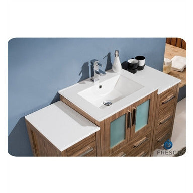 Fresca Torino 48" Walnut Brown Modern Bathroom Vanity w/ 2 Side Cabinets & Vessel Sink - living-essentials