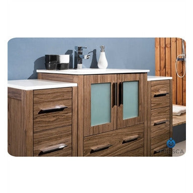 Fresca Torino 48" Walnut Brown Modern Bathroom Vanity w/ Side Cabinet & Integrated Sink - living-essentials