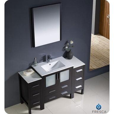 Fresca Torino 54" Espresso Modern Bathroom Vanity w/ 2 Side Cabinets & Integrated Sink - living-essentials