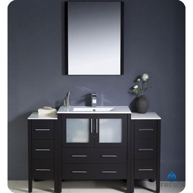 Fresca Torino 54" Espresso Modern Bathroom Vanity w/ 2 Side Cabinets & Integrated Sink - living-essentials
