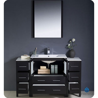Fresca Torino 54" Espresso Modern Bathroom Vanity w/ 2 Side Cabinets & Integrated Sink - living-essentials