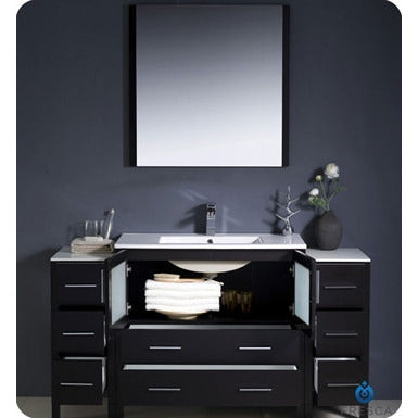 Fresca Torino 60" Espresso Modern Bathroom Vanity w/ 2 Side Cabinets & Integrated Sink - living-essentials