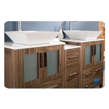 Fresca Torino 60" Light Oak Modern Bathroom Vanity w/ 2 Side Cabinets & Integrated Sink - living-essentials