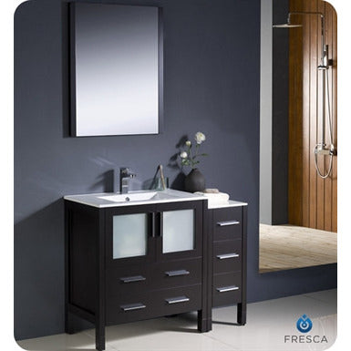 Fresca Torino 48" Espresso Modern Bathroom Vanity w/ Side Cabinet & Integrated Sink - living-essentials