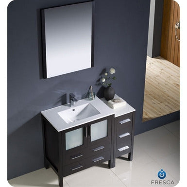 Fresca Torino 48" Espresso Modern Bathroom Vanity w/ Side Cabinet & Integrated Sink - living-essentials