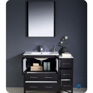 Fresca Torino 48" Espresso Modern Bathroom Vanity w/ Side Cabinet & Integrated Sink - living-essentials