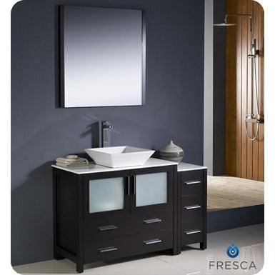 Fresca Torino 48" Espresso Modern Bathroom Vanity w/ Side Cabinet & Vessel Sink - living-essentials