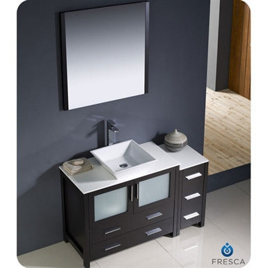 Fresca Torino 48" Espresso Modern Bathroom Vanity w/ Side Cabinet & Vessel Sink - living-essentials