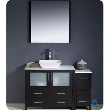 Fresca Torino 48" Espresso Modern Bathroom Vanity w/ Side Cabinet & Vessel Sink - living-essentials