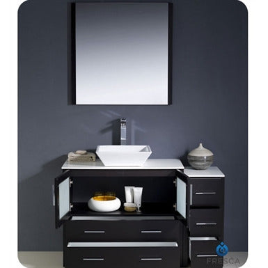 Fresca Torino 48" Espresso Modern Bathroom Vanity w/ Side Cabinet & Vessel Sink - living-essentials
