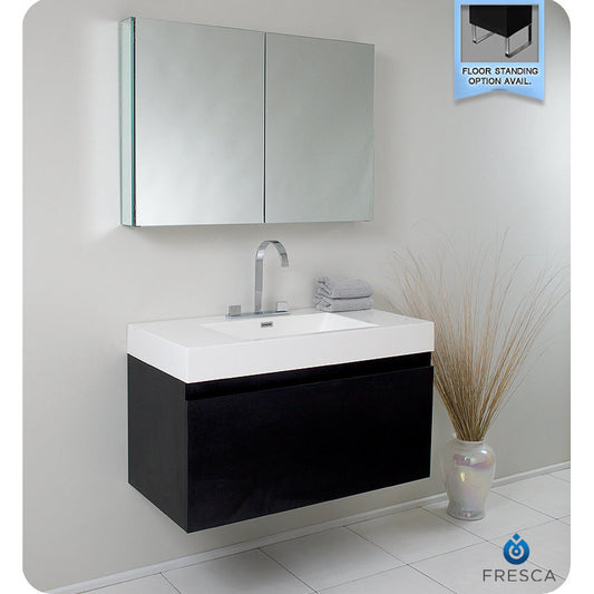 Fresca Opulento Black Modern Double Sink Bathroom Vanity w/ Medicine Cabinet - living-essentials