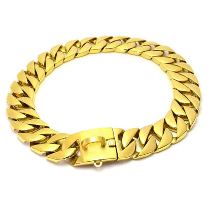 18k Gold 32mm Cuban Link Chain Dog Collar