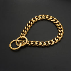 Gold Dog Chain Collar - Cuban Link 15/19mm Slip Chain